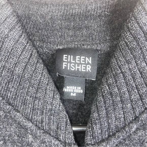 Eileen Fisher Gray Wool Bomber Jacket Size Medium - Picture 6 of 8
